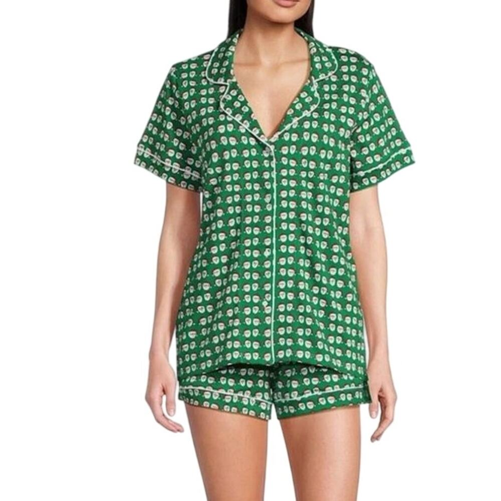 Anthropologie Ro's Garden Cora Short Slv Notch Collar Pima cotton Pajama Set M - Picture 3 of 6